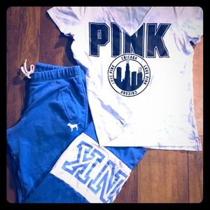 Victoria’s Secret PINK pants and V-neck shirt